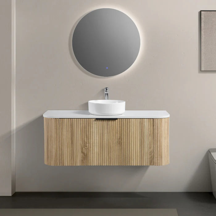 Roma Curved Fluted Oak Vanity Bundle