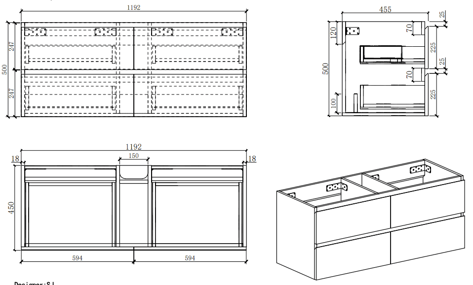 Serenity Natural Oak Wall Hung Vanity