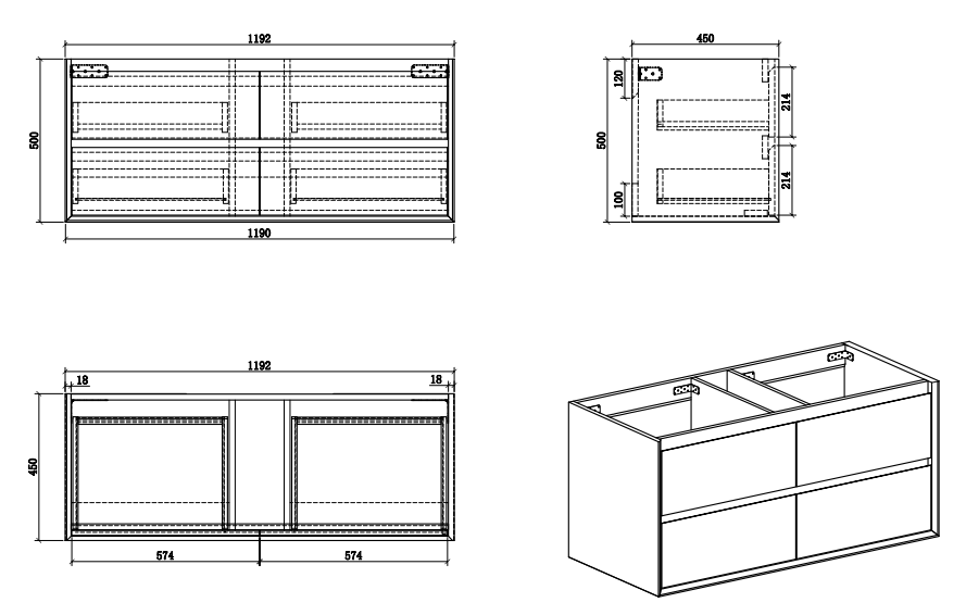 Oasis Elegant Oak Wall Hung Vanities