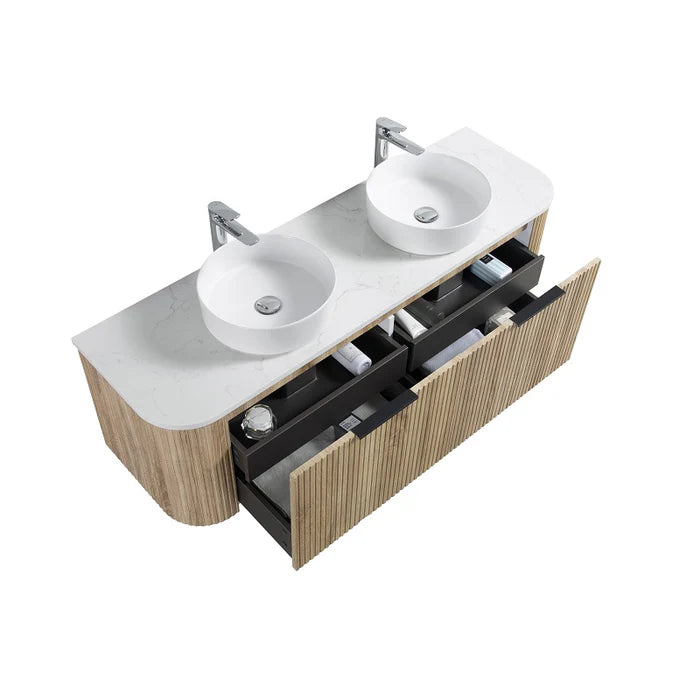 Roma Curved Fluted Oak Vanity Bundle