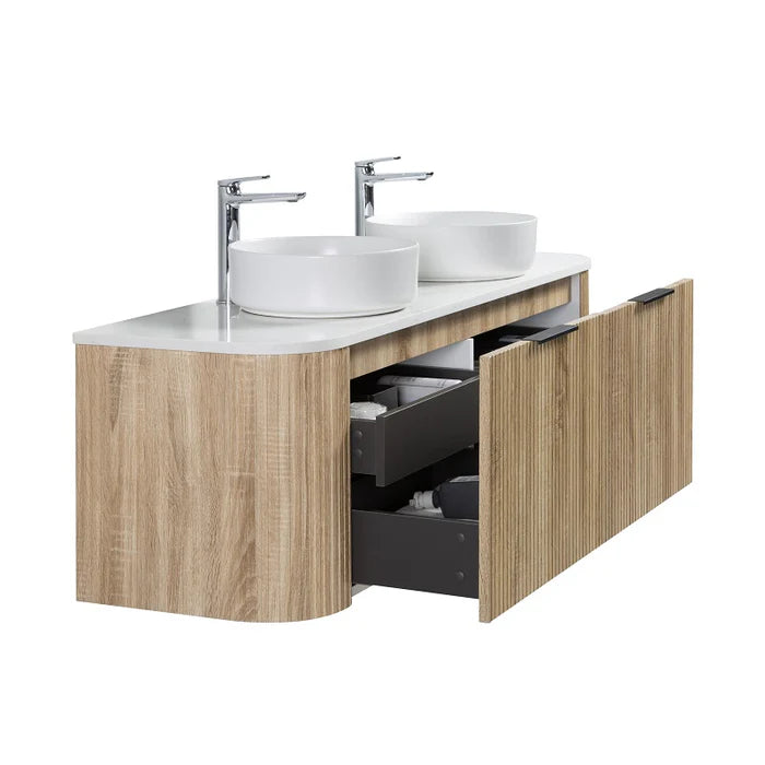 Roma Curved Fluted Oak Vanity Bundle