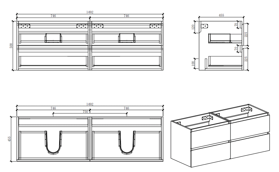 Serenity Natural Oak Wall Hung Vanity