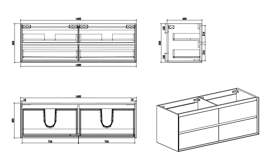 Oasis Elegant Oak Wall Hung Vanities