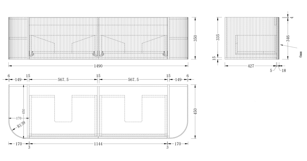 Bodrum Curved Groove Oak Vanity Bundle