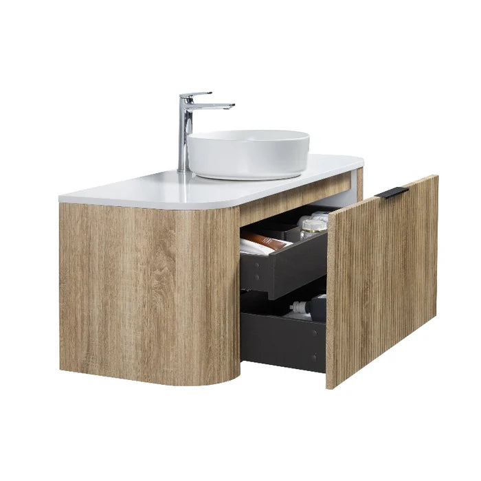 Roma Curved Fluted Oak Vanity Bundle