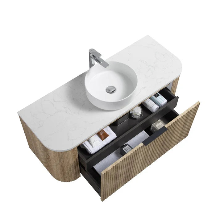 Roma Curved Fluted Oak Vanity Bundle