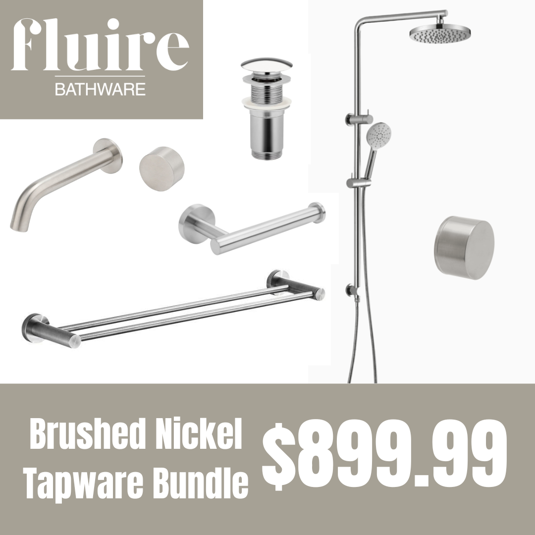 Brushed Nickel Progressive Mixer Tapware Bundle