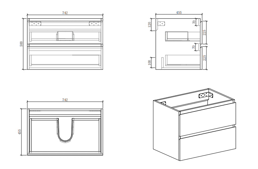 Serenity Natural Oak Wall Hung Vanity