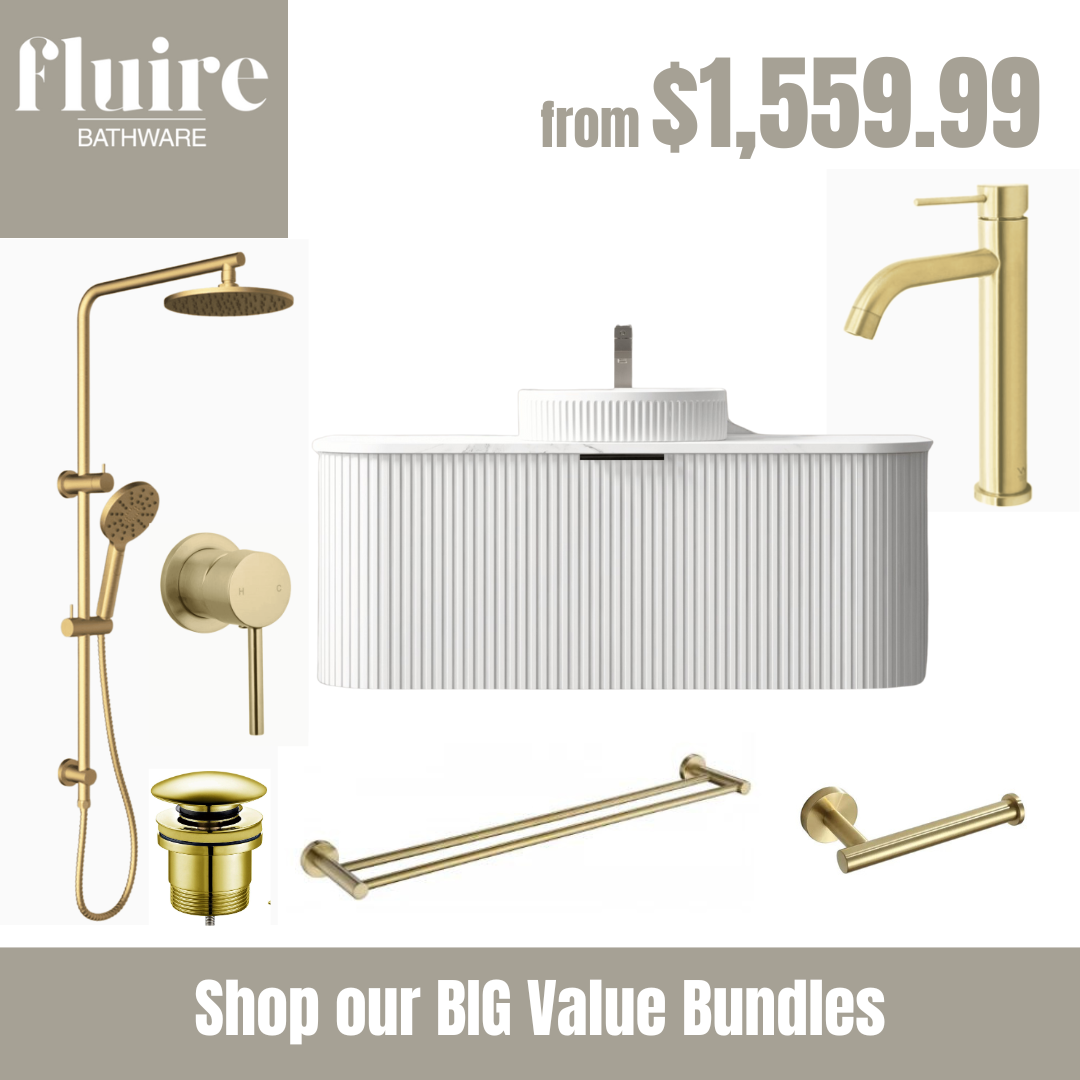 Roma Curved Groove Matte White Vanity Bundle