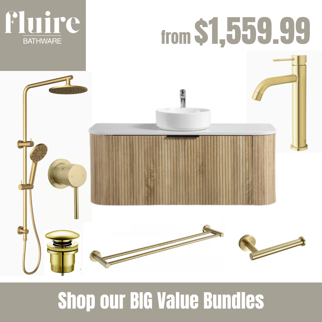 Roma Curved Fluted Oak Vanity Bundle