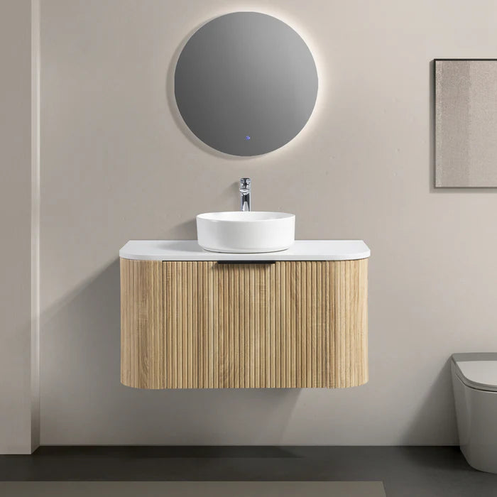 Roma Curved Fluted Oak Vanity Bundle