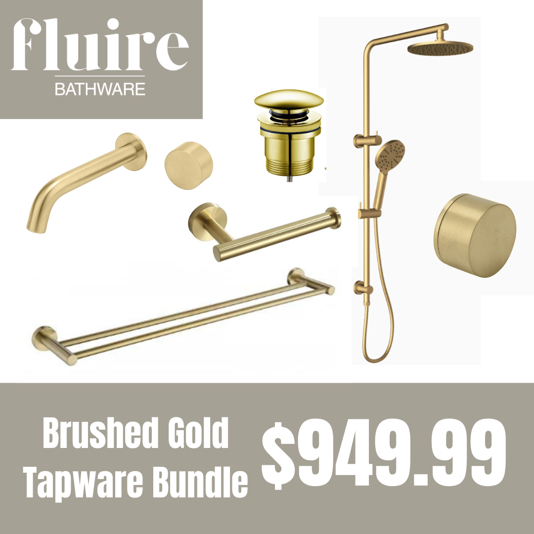 Brushed Gold Progressive Mixer Tapware Bundle