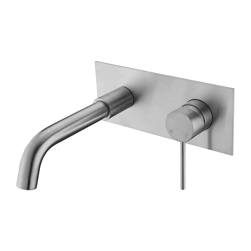 Brushed Nickel Wall Mounted Basin Mixer Tapware Bundle