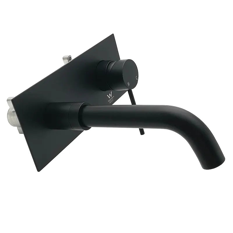 CIRC - Matte Black Wall Basin Mixer With Spout