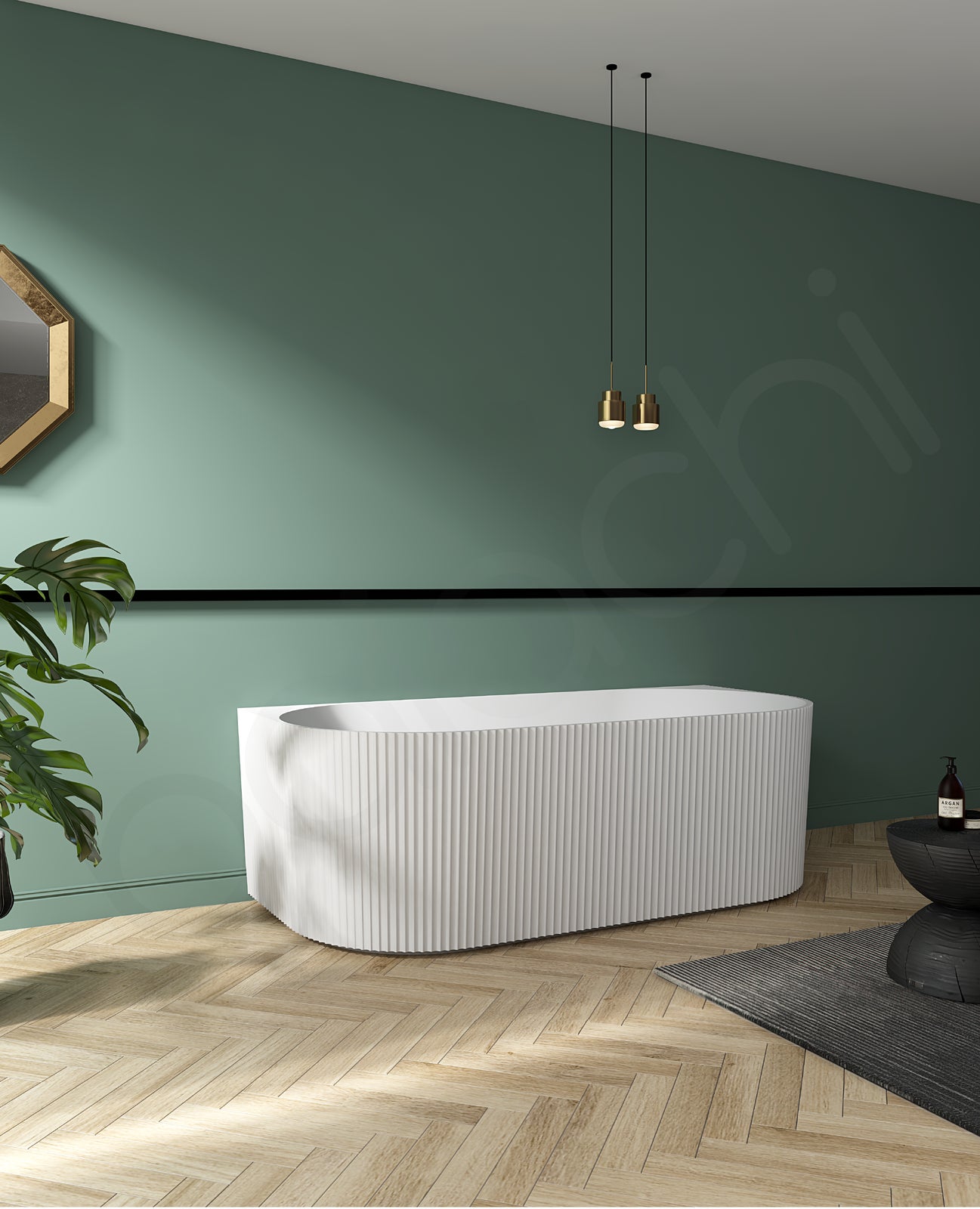 Ciara 1500mm Fluted Back to Wall Bath