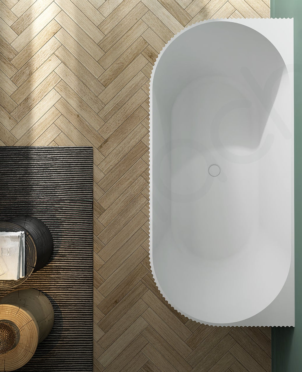 Ciara 1500mm Fluted Back to Wall Bath