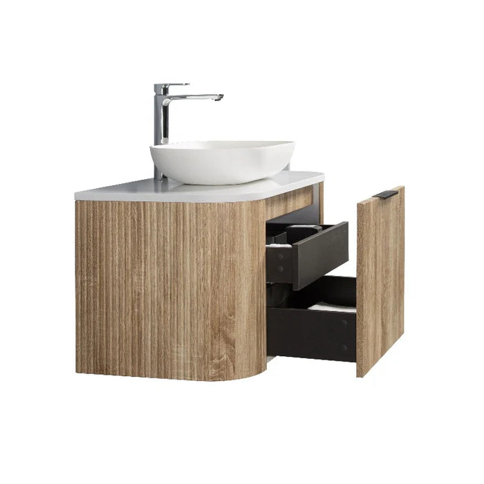 Roma Curved Fluted Oak Vanity Bundle