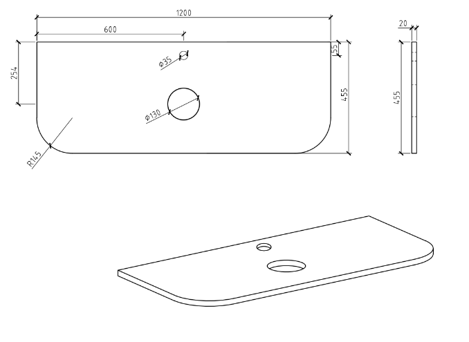 Pure White Curved Engineered Stone Top
