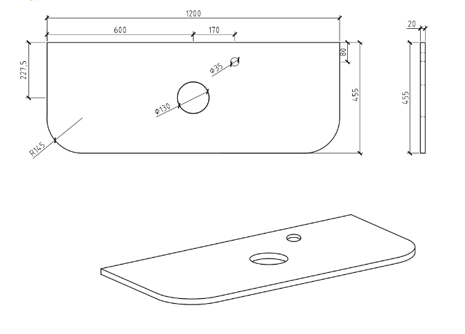 Pure White Curved Engineered Stone Top