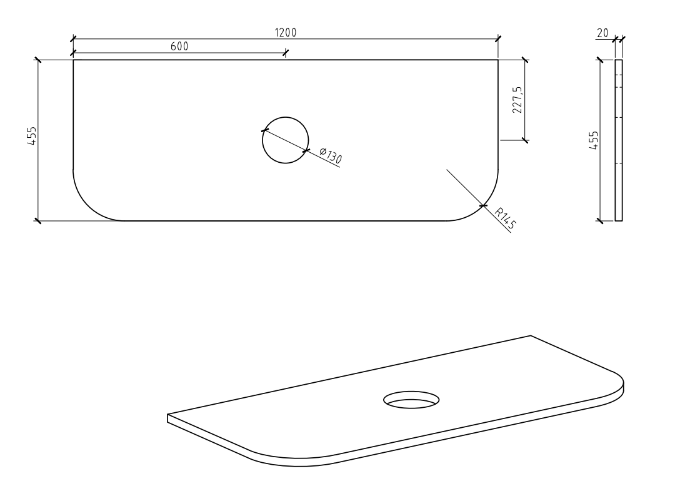 Pure White Curved Engineered Stone Top