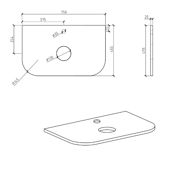 Pure White Curved Engineered Stone Top
