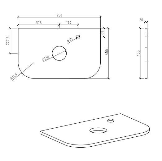 Pure White Curved Engineered Stone Top