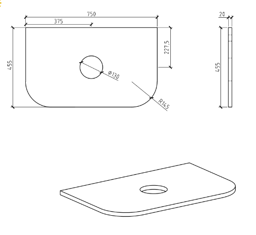 Pure White Curved Engineered Stone Top