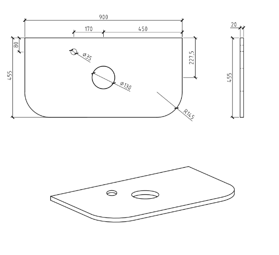 Pure White Curved Engineered Stone Top