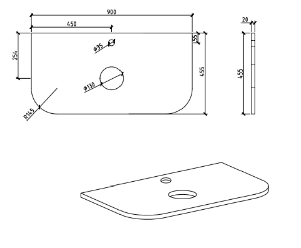 Pure White Curved Engineered Stone Top