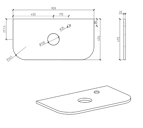 Pure White Curved Engineered Stone Top