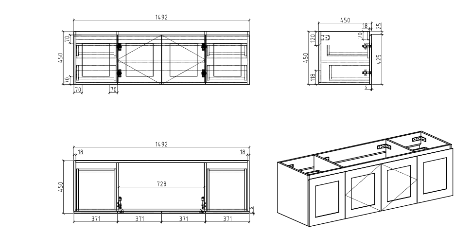 Hampton Style Matte Black Vanity Bundle
