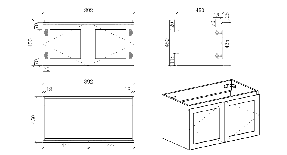 Hampton Style Matte Black Vanity Bundle