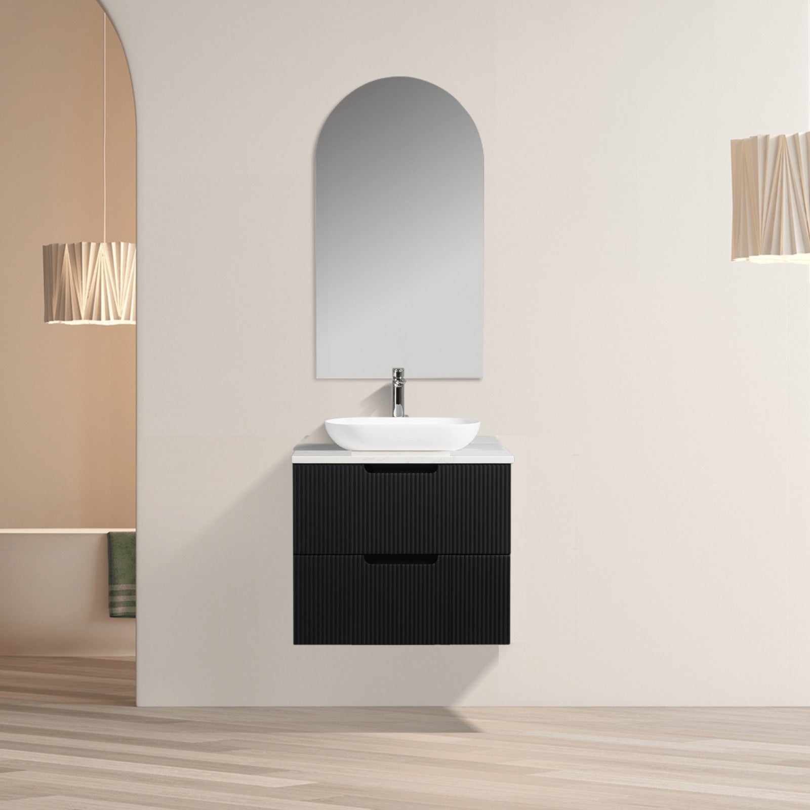 Mornington Fluted Matte Black Vanity Bundle