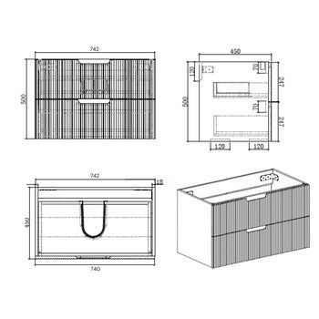 Mornington Fluted Matte Black Vanity Bundle