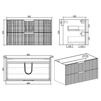 Mornington Fluted Matte Black Vanity Bundle
