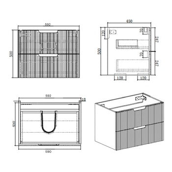 Mornington Fluted Matte Black Vanity Bundle