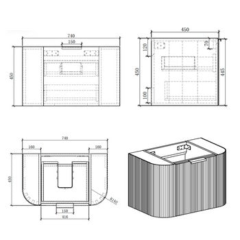 Roma Curved Groove Matte White Vanity Bundle