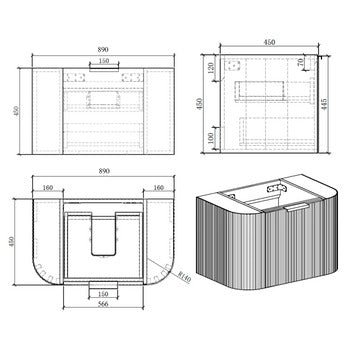 Roma Curved Groove Matte White Vanity Bundle