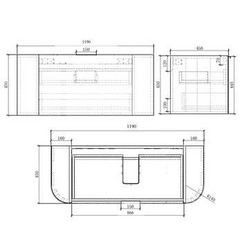 Roma Curved Groove Matte White Vanity Bundle