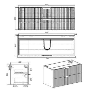 Mornington Fluted Matte Black Vanity Bundle