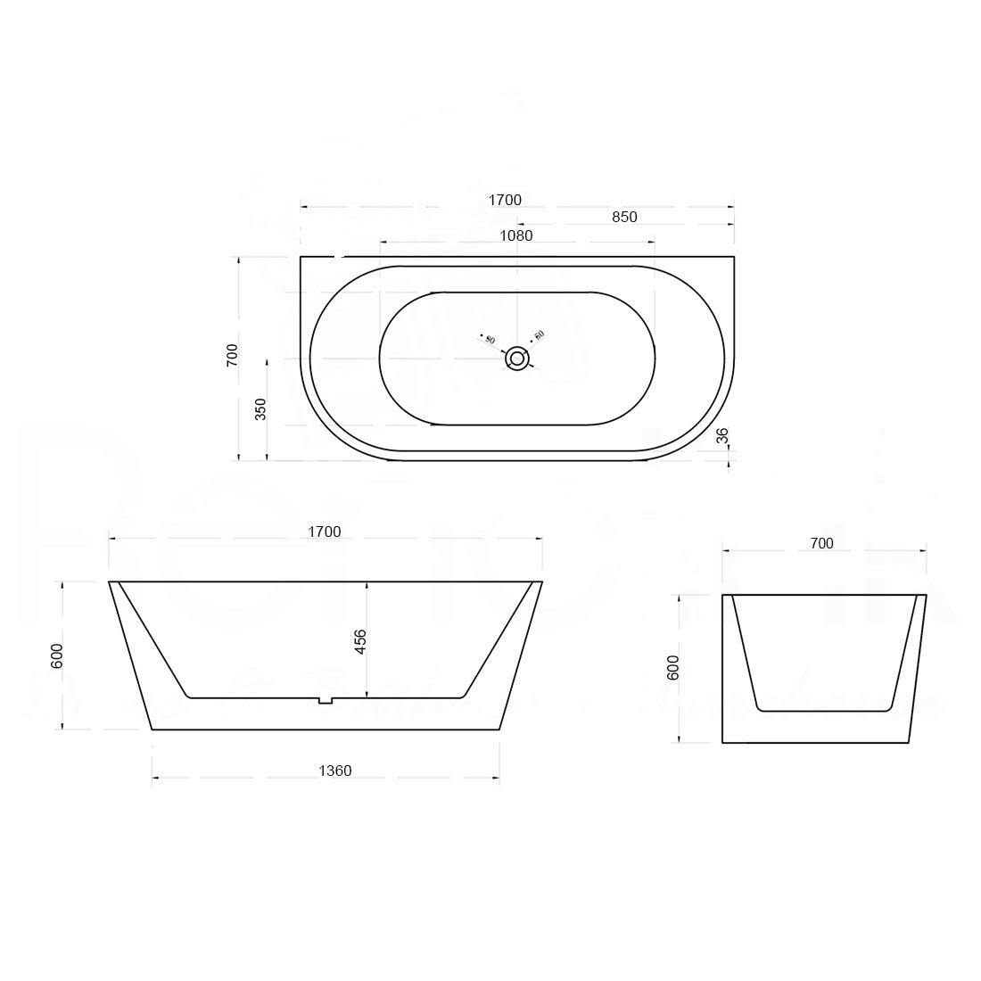Otus Back to Wall Gloss White Bath