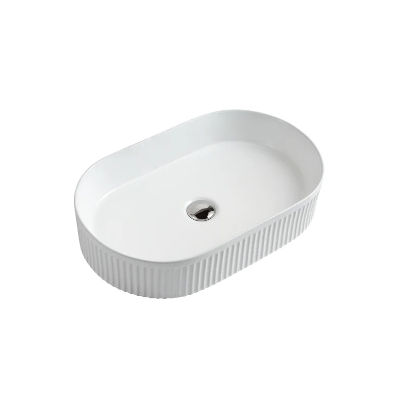 Imperial Fluted Glossy White Pill Basin