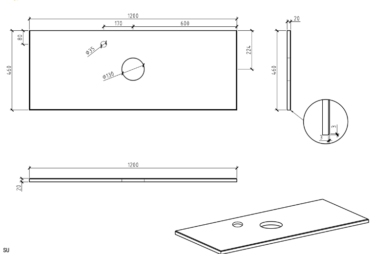 Carrara Look Staight Edge Porcelain Top