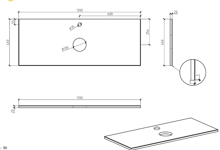 Carrara Look Staight Edge Porcelain Top
