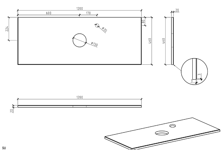 Carrara Look Staight Edge Porcelain Top