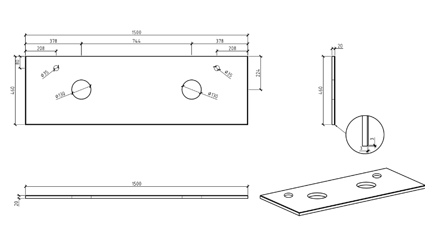 Carrara Look Staight Edge Porcelain Top