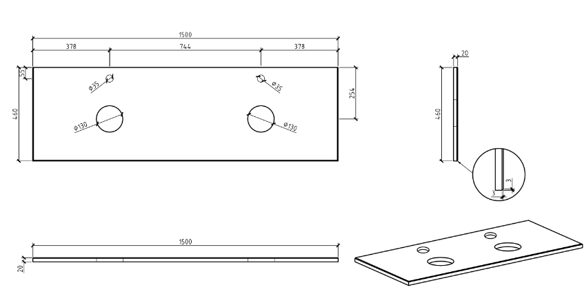 Carrara Look Staight Edge Porcelain Top