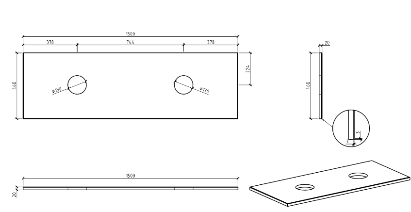 Pure White Straight Edge Engineered Stone Top
