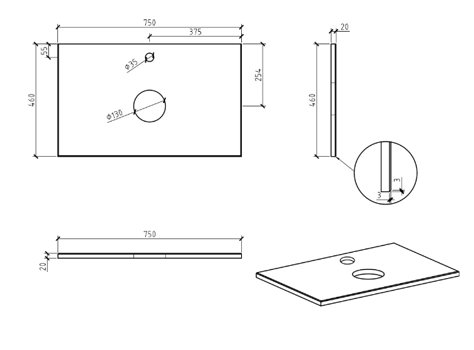 Pure White Straight Edge Engineered Stone Top