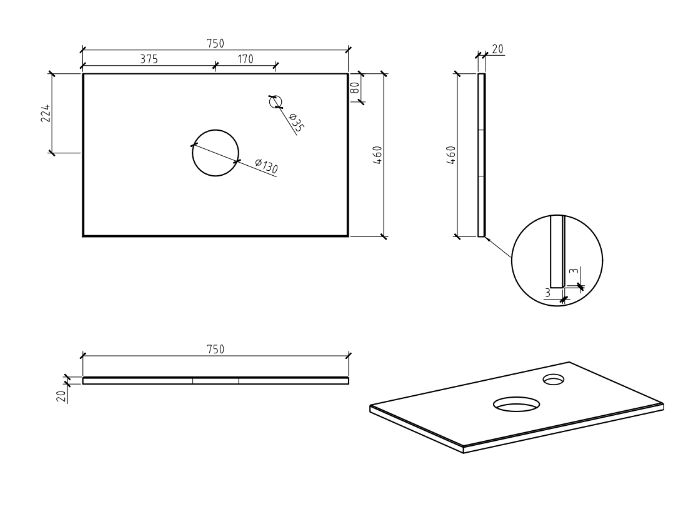 Pure White Straight Edge Engineered Stone Top